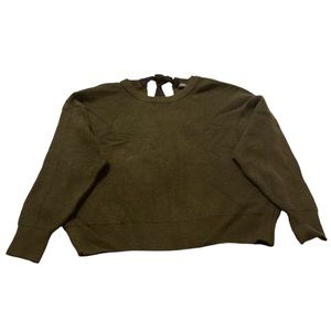 Zara Knit green sweater with tie up black ribbon back, size M, NWOT, $45